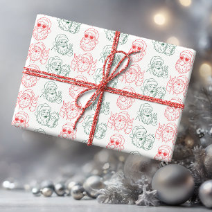 Papier Cadeau Père Noël Cool Dessiné à la Main