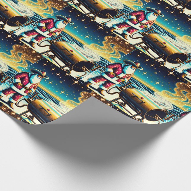 Papier Cadeau Père Noël Cuisine Sur Le BBQ Pit 2 Noël (Coin)