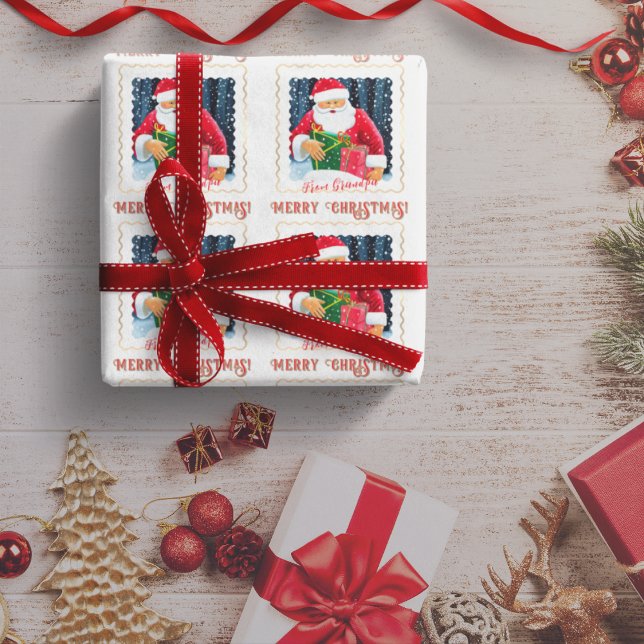 Papier Cadeau Père Noël de Noël chic sous la neige avec cadeaux (Créateur téléchargé)