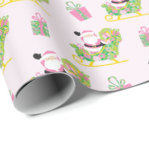 Papier Cadeau Père Noël de Palm Beach Prépa Rose et Vert