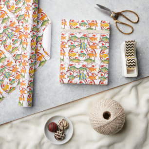 Papier Cadeau Père Noël de poisson en vacances de Noël pour Amou