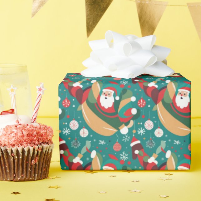Papier Cadeau Père Noël en motif de Noël (Fête d'anniversaire)