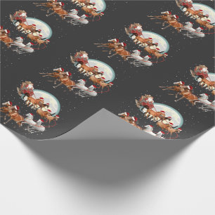 Papier Cadeau Père Noël équitation Cheval Cheval Sleigh Equestre