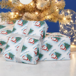 Papier Cadeau Père Noël et arbres de Noël