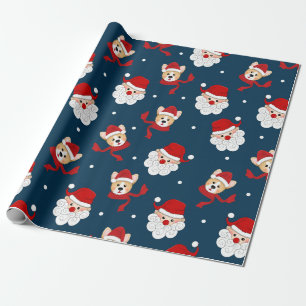 Papier Cadeau Père Noël et Motif de Corgi