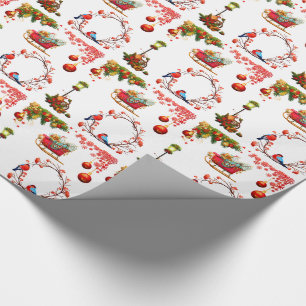 Papier Cadeau Père Noël et Red Sleigh brillant