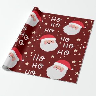 Papier Cadeau Père Noël Face Christmas Ho Ho Motif