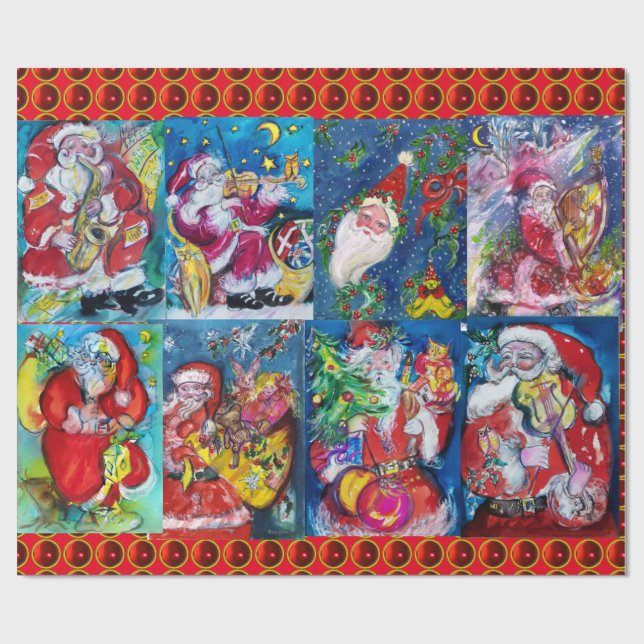PAPIER CADEAU PÈRE NOËL, FÊTE DE NOËL MUSICALE (Plat)