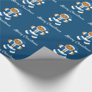 Papier Cadeau Père Noël Gingpain homme bleu   Papier d'enrobage