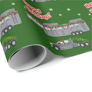 Papier Cadeau Père Noël Grey Truck and Horse Trailer Noël