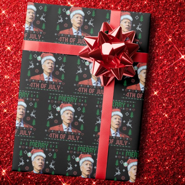 Papier Cadeau Père Noël Joe Biden Joyeux Noël 4 juillet laid (Créateur téléchargé)