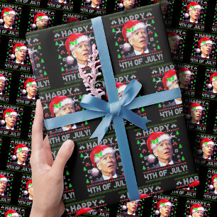 Papier Cadeau Père Noël Joe Biden Joyeux Noël 4 juillet laid