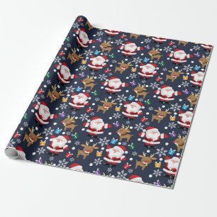 Papier Cadeau Père Noël Joyeux Et Motif Reindeer