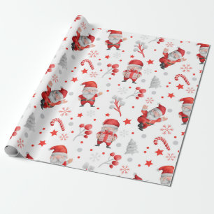 Papier Cadeau Père Noël lunaire, Sucres de canne, Arbres, Étoile