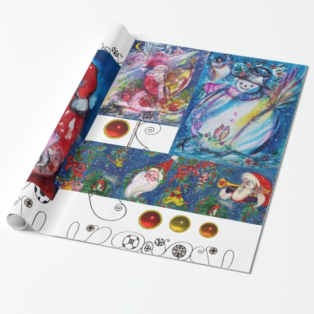 PAPIER CADEAU PÈRE NOËL MUSICALE ET PARTI NOËL SNOWMEN (Déroulé)