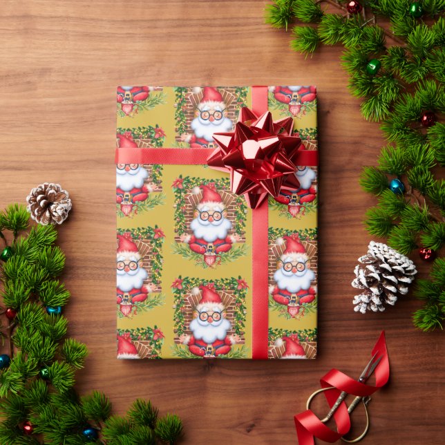 Papier Cadeau Père Noël Namaste Yoga Pose cadeau de Noël (Cadeau de vacances)
