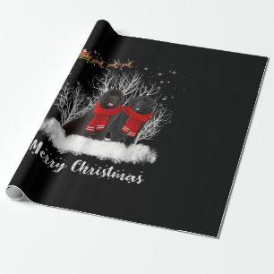 Papier Cadeau père Noël Newfoundland Couple Joyeux cadeau de chi