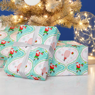Papier Cadeau Père Noël Noël Pickleball Ogee Motif Wrapper P