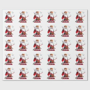 Papier Cadeau Père Noël Noël Santa Claus japonais Art Samurai