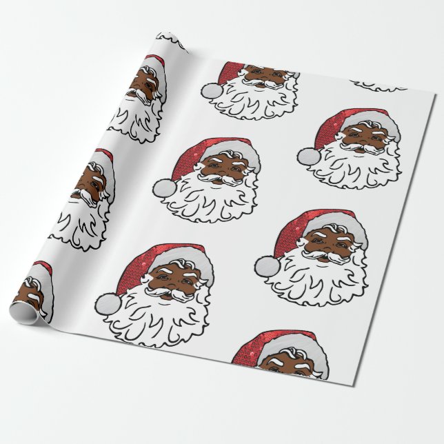 Papier Cadeau Père Noël noir à paillettes (Déroulé)