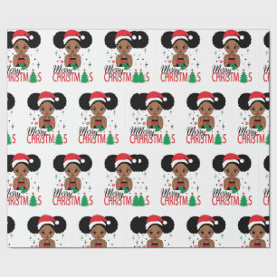 Papier Cadeau Père Noël Noir, Noël Melanin, Vilain Noël