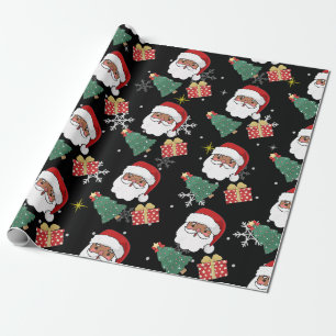 Papier Cadeau Père Noël noire et cadeau d'arbre de Noël