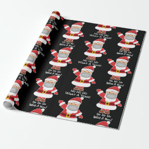 Papier Cadeau Père Noël pandémique avec personnalisation noire