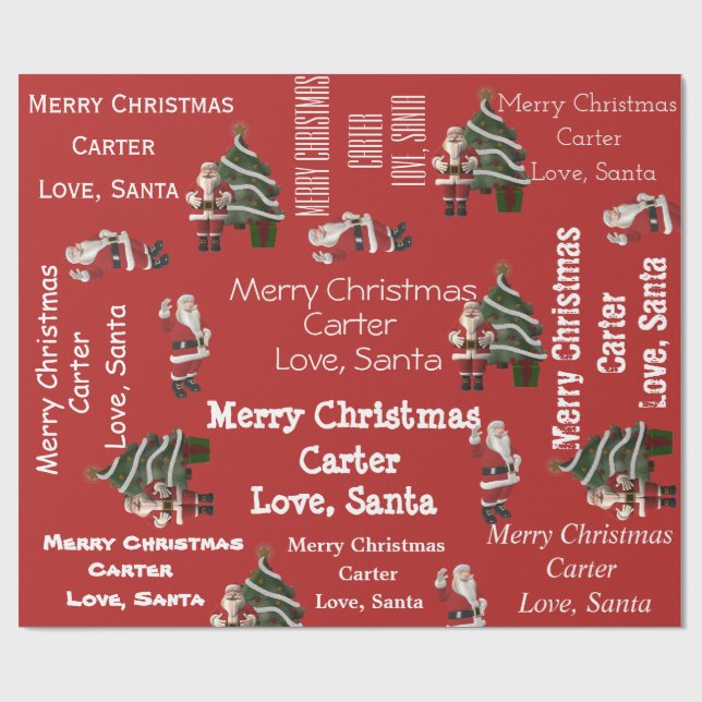Papier Cadeau Père Noël personnalisé rouge de Noël (Plat)