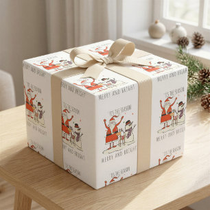 Papier Cadeau Père Noël Personnalisé Snowman Reindeer Joyeux Et