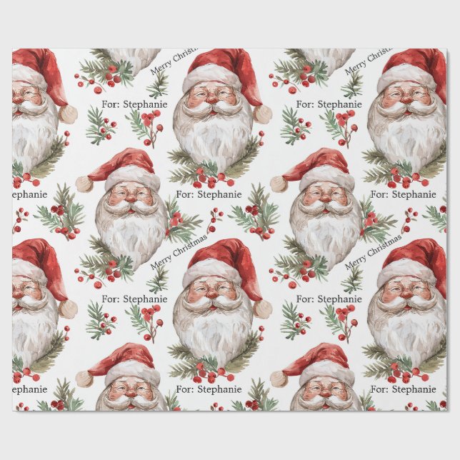 Papier Cadeau Père Noël Personnaliser Nom Noël Grande échelle (Plat)