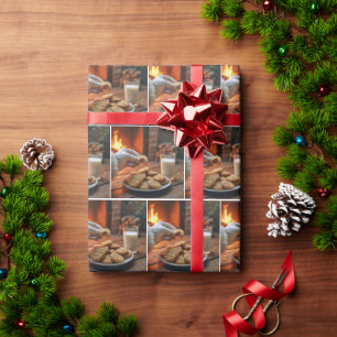 Papier Cadeau Père Noël prenant un biscuit