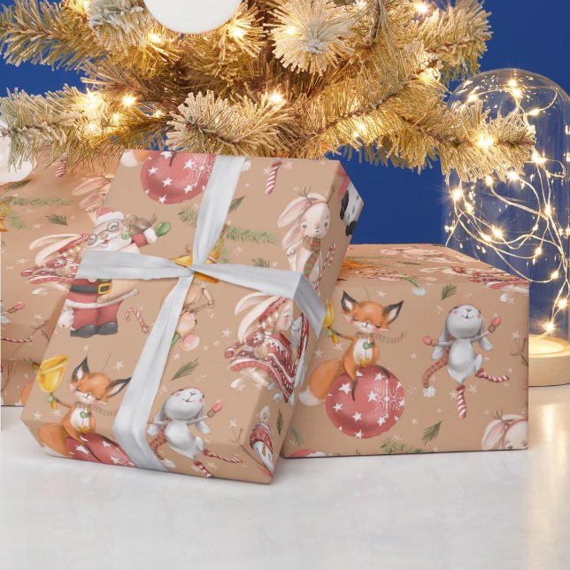 Papier Cadeau Père Noël Rabbit Fox Noël Vacances d'hiver Motif (Vacances)