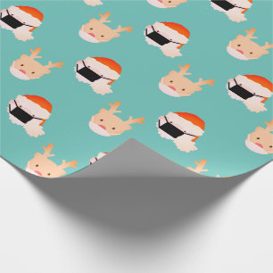 Papier Cadeau Père Noël Reindeer avec Masque bleu turquoise