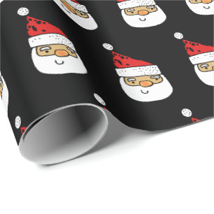 Papier Cadeau Père Noël Rouge Casquette Noël Noir