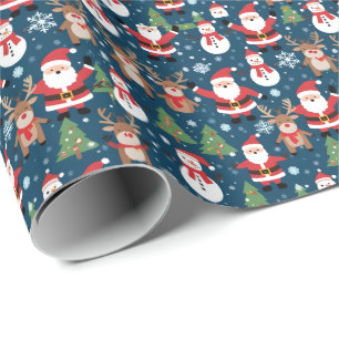 Papier Cadeau Père Noël, Rudolph, Snowmen et arbres de Noël