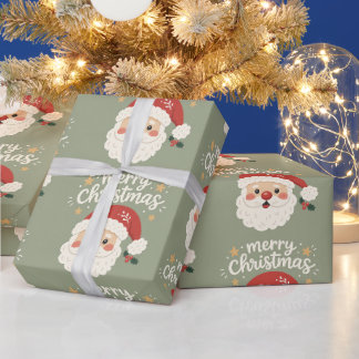 Papier Cadeau Père Noël scandinave fantaisiste Joyeux Noël