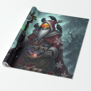 Papier Cadeau Père Noël sombre des ombres – Squelette de Noël go