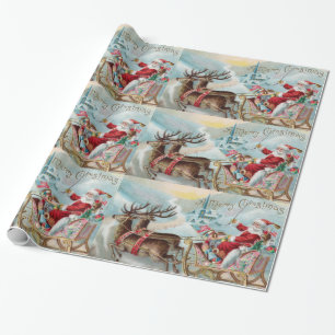 Papier Cadeau Père Noël venant à la ville
