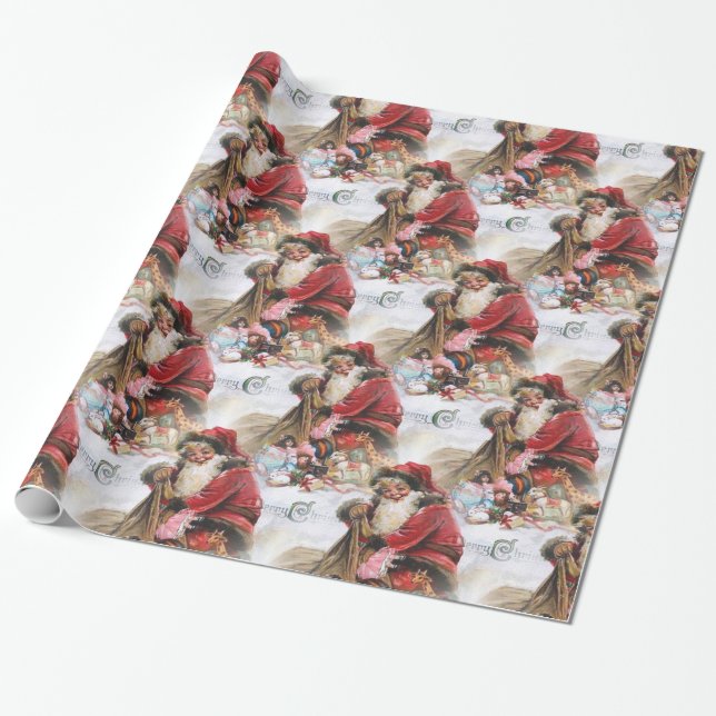 Papier Cadeau Père Noël vintage (Déroulé)