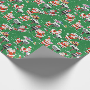 Papier Cadeau Père Noël Vintage des années 1960 avec ses pare
