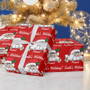 Papier Cadeau Père Noël vous regarde Noël