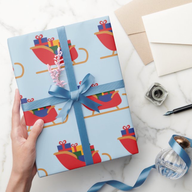 Papier Cadeau Père Noël's Sleigh Festive Noël présente sans sour (Cadeaux)