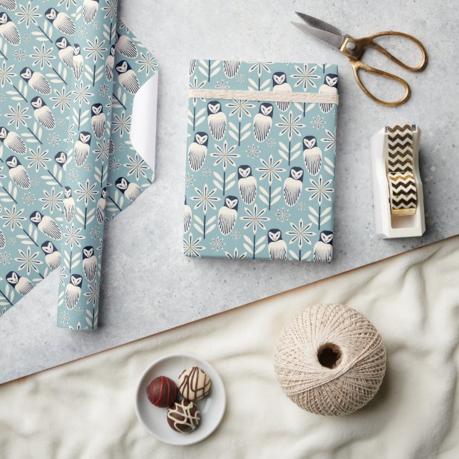 Papier Cadeau Perfect Barn Owl - arrière - plan bleu clair (Artisanat)