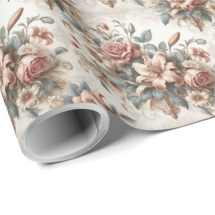 Papier Cadeau Perfection florale ancienne légère