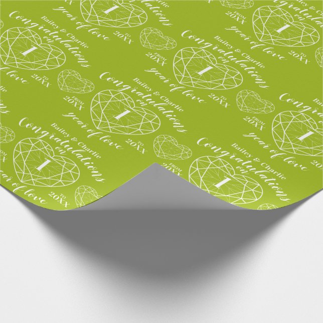 Papier Cadeau Péridot mariage anniversaire 1 année d'amour vert (Coin)