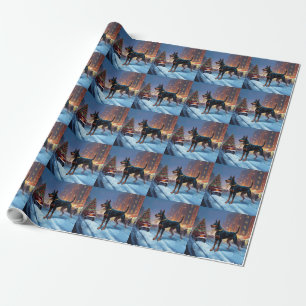 Papier Cadeau Période festive de Noël Doberman