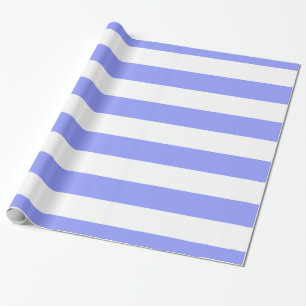 Papier Cadeau Périwinkle bleu, blanc Motif de bandes XL