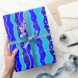Papier Cadeau Perle de l'oeil de l'huître bleue