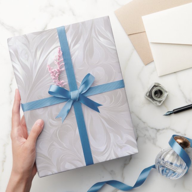 Papier Cadeau Perle Luxueuse Argent Brillant Motif Abstrait Gelé (Cadeaux)