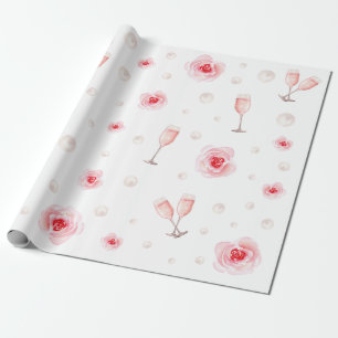 Papier Cadeau Perles roses et poursuites Fête des mariées Mariag